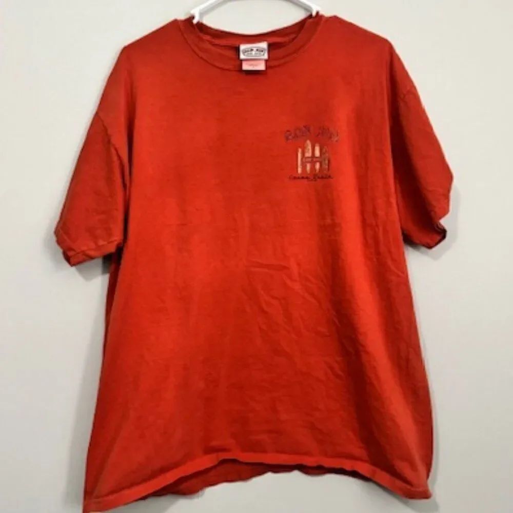 USED Men's Ron Jon Short Sleeve Shirt Color Burnt Orange Size Large